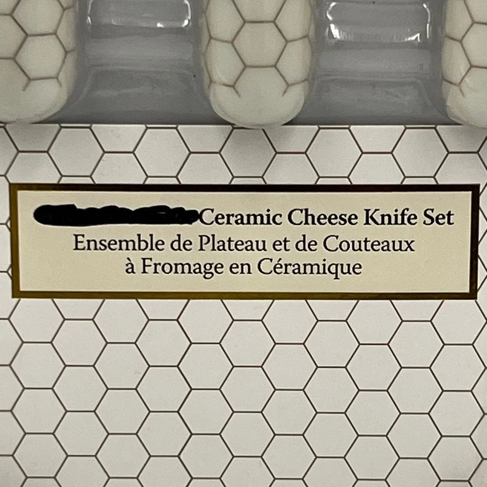 Natural Elements Cheese Knife Set Honeycomb Ceramic 3pc White New